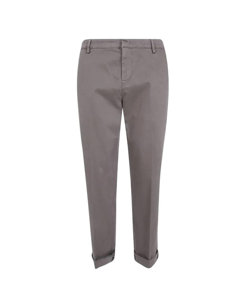 Dondup Gray Gaubert Logo-Plaque Chino Trousers for men