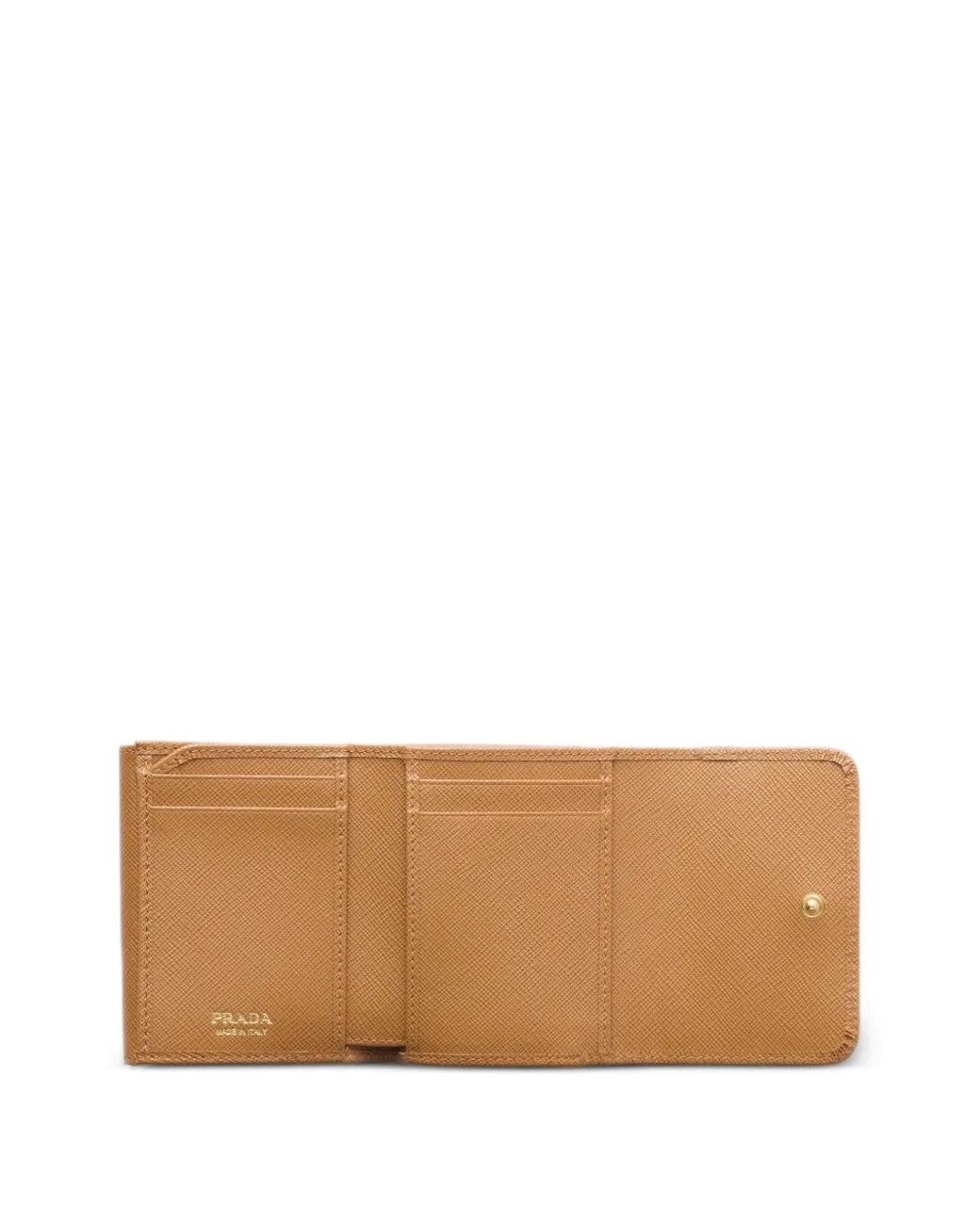 Prada Natural Triangle-Logo Saffiano Leather Wallet