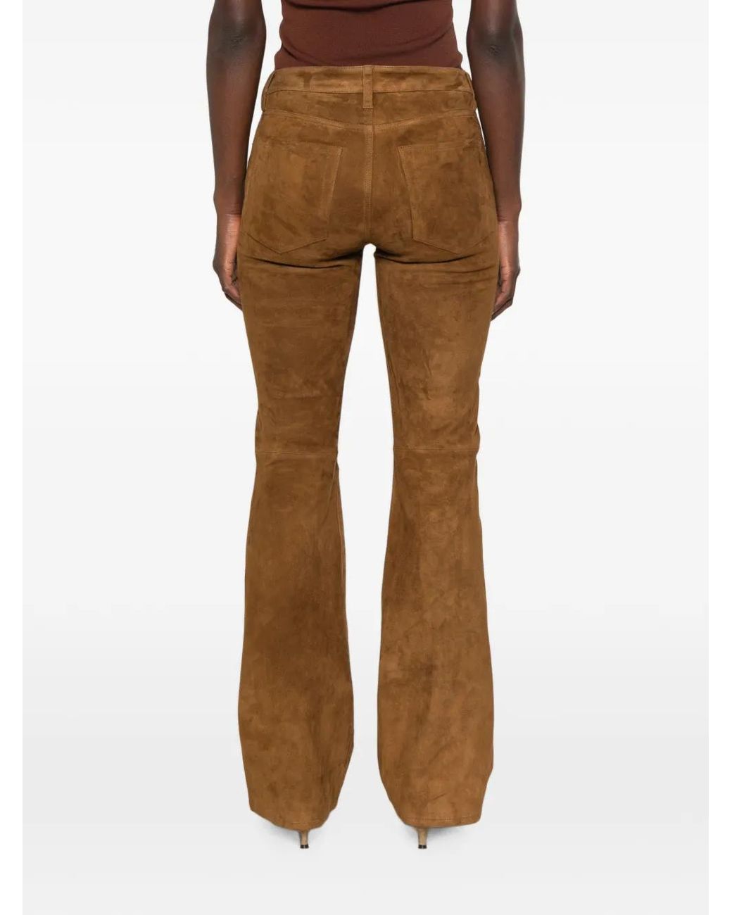 FRAME Brown Pantalon Évasé The Rodeo En Daim