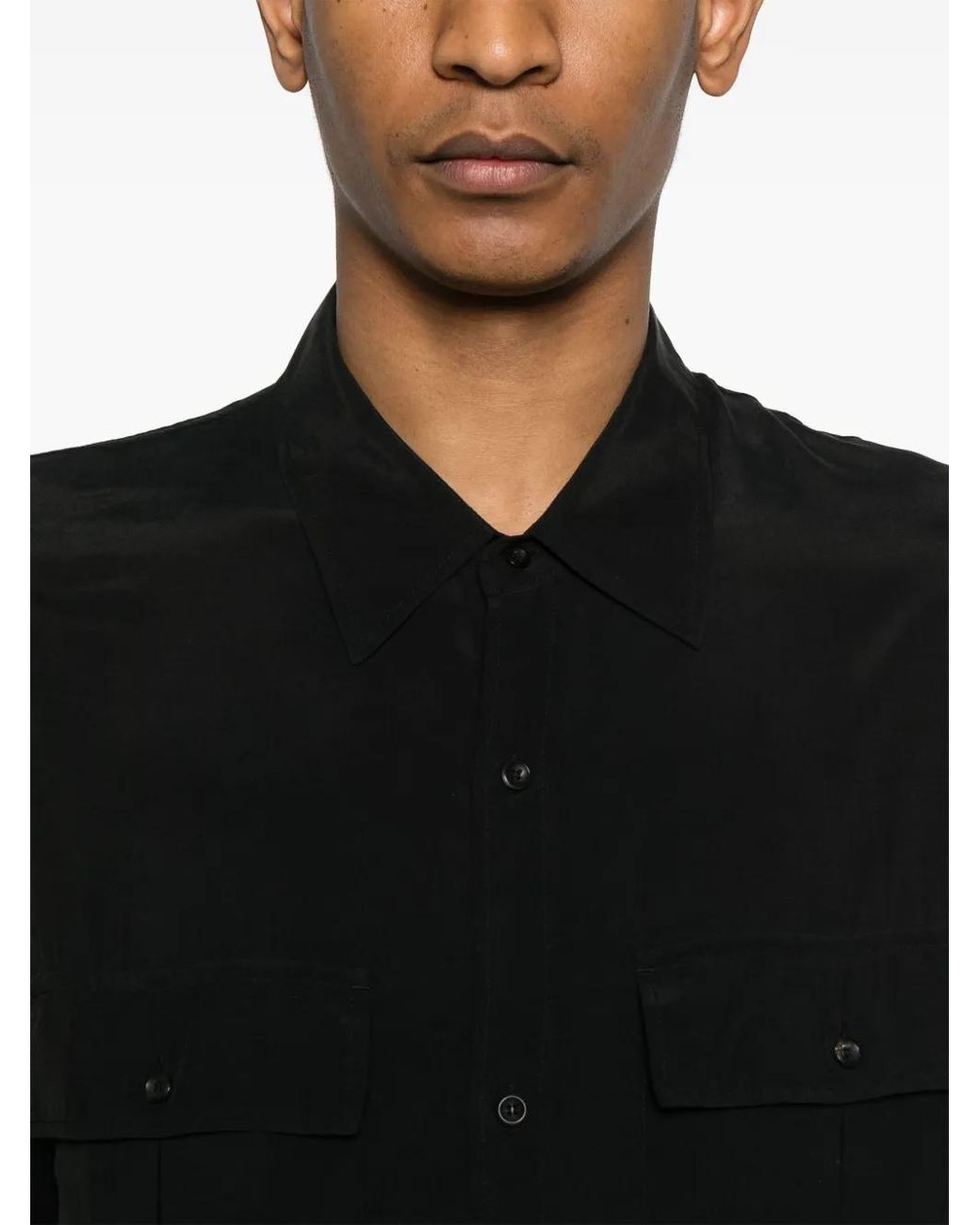Attachment Black Long-Sleeve Shirt for men