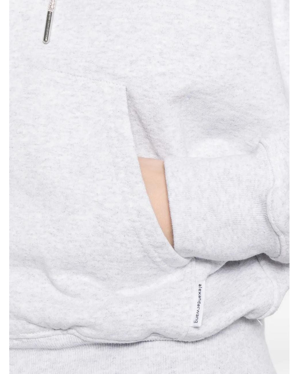 Alexander Wang White Crystal Drawcord Zip-Up Hoodie