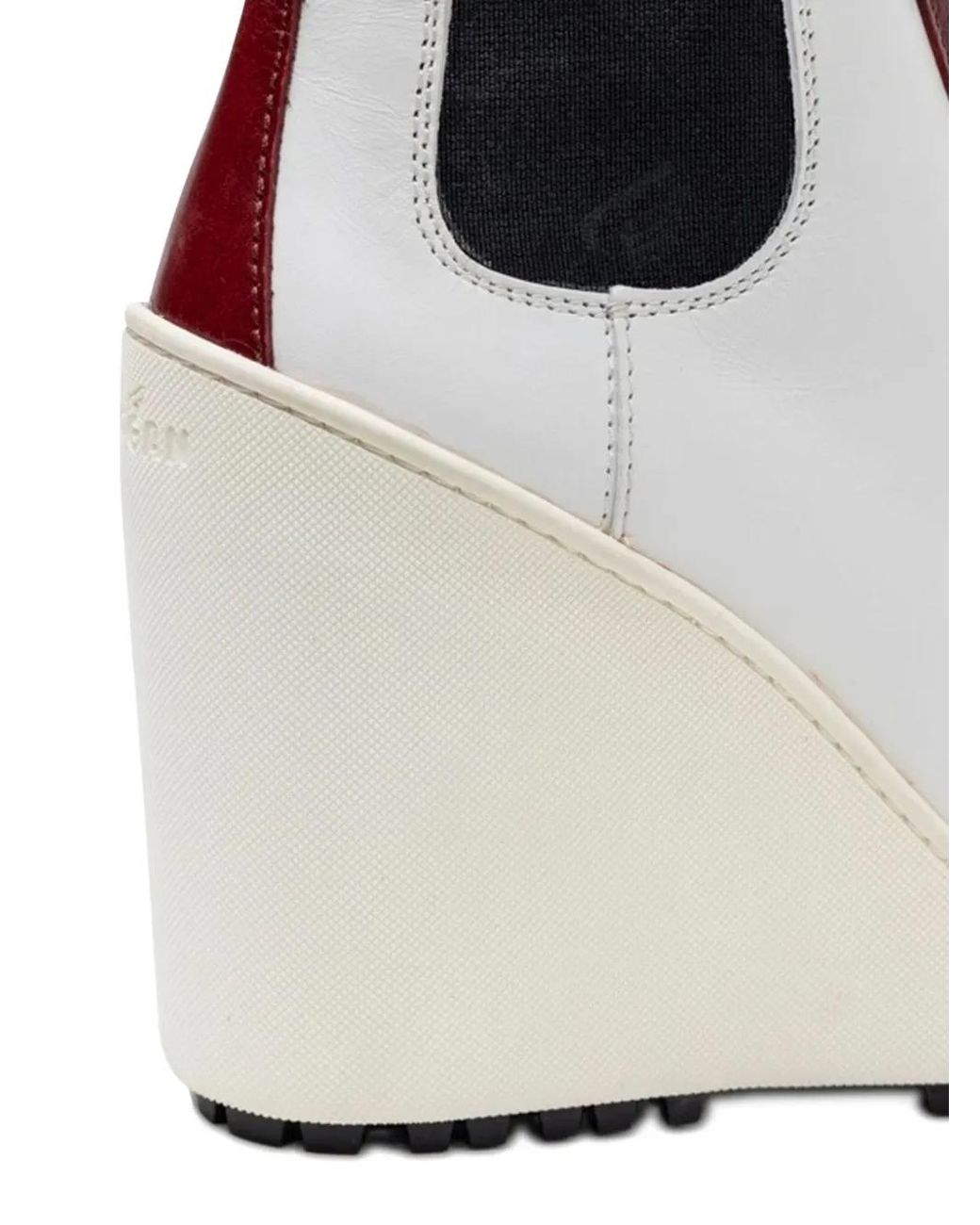 Hogan White Lace-Up Wedge Boots
