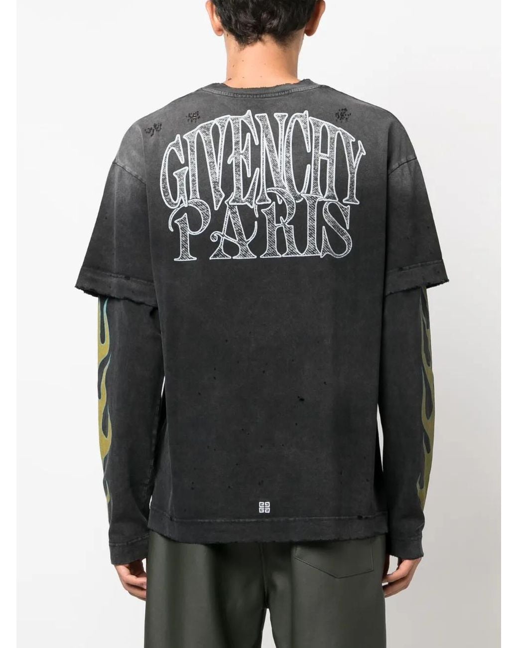 Givenchy Black Logo-Print Double-Layer T-Shirt for men