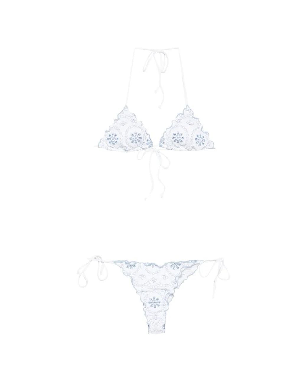 Mc2 Saint Barth White Bikini Sagitami À Broderie Anglaise