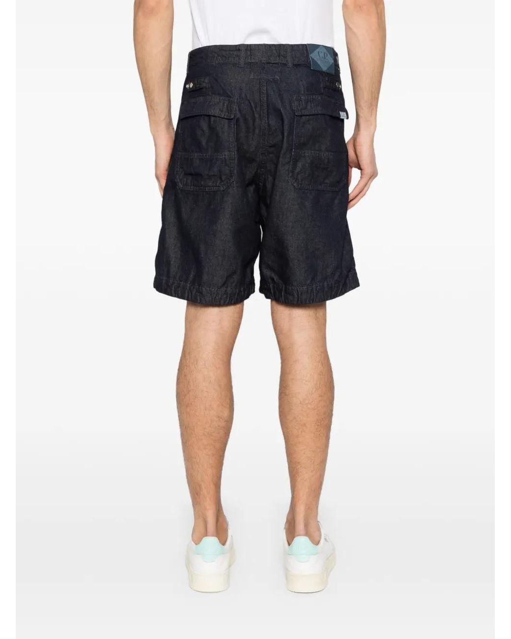C P Company Blue 3/1 Denim Shorts for men