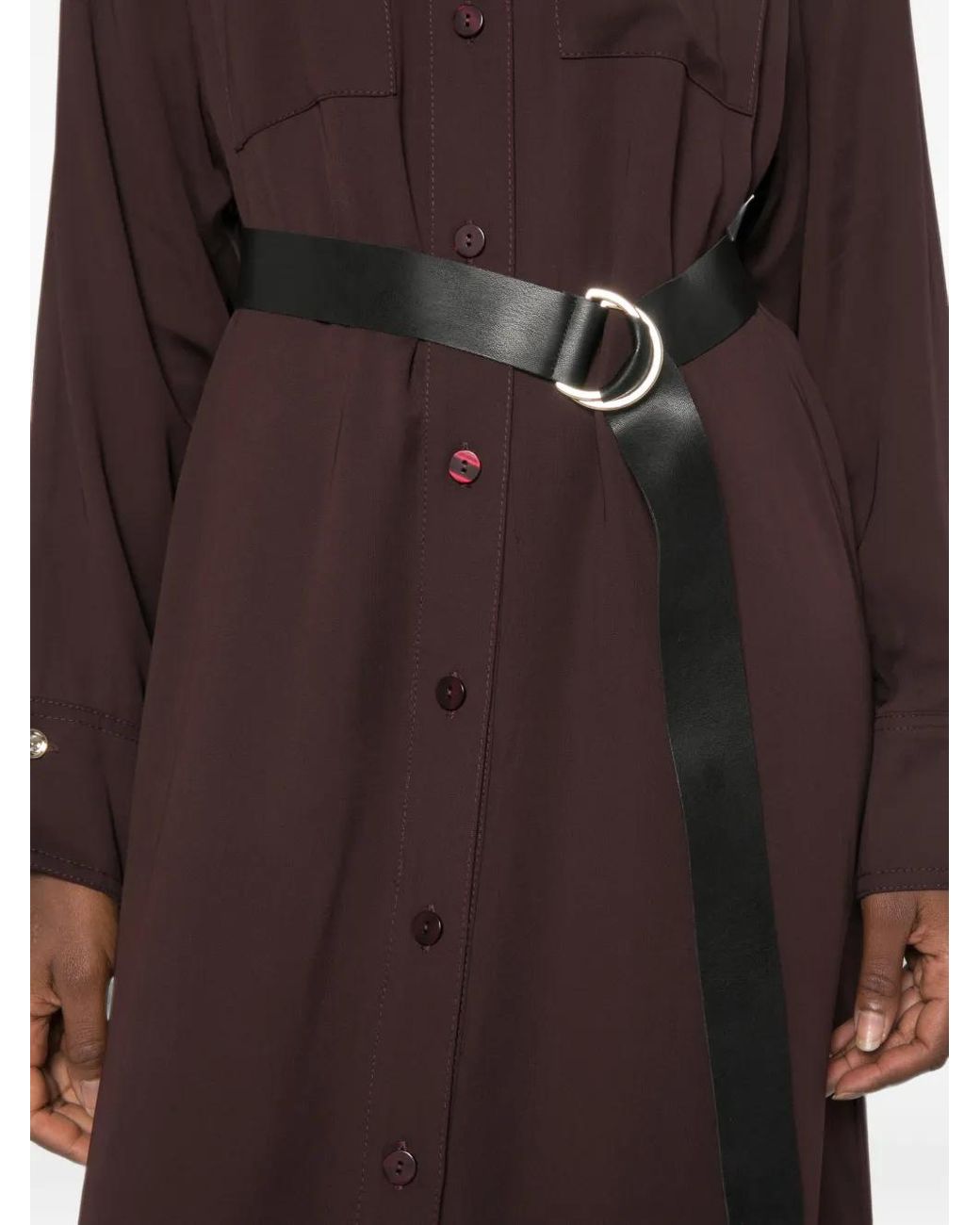 Imperial Purple Belted Button-Front Midi Dress
