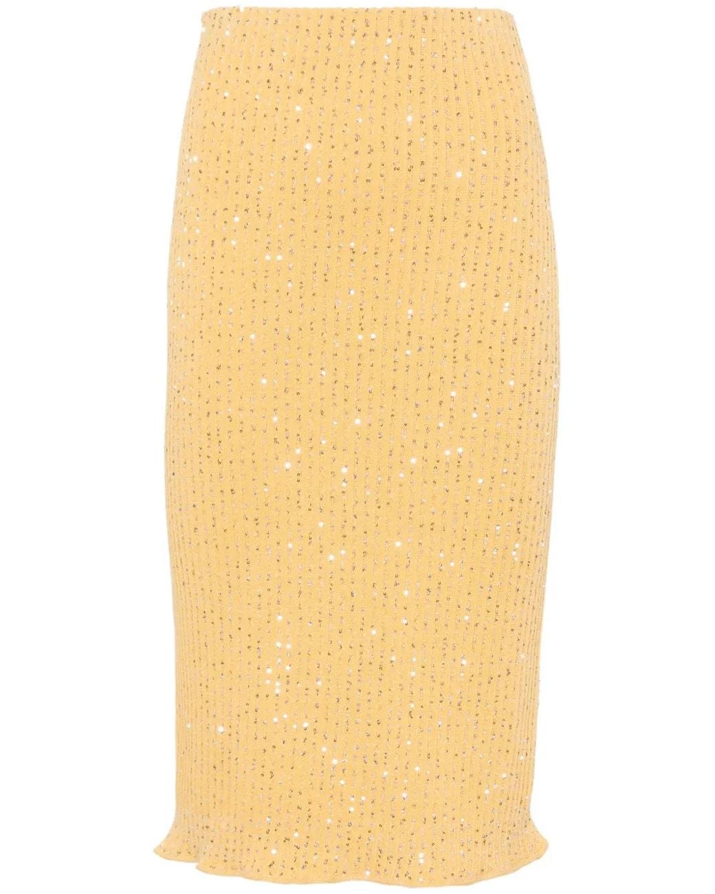 Fabiana Filippi Yellow Jupe Crayon À Ornements De Sequins