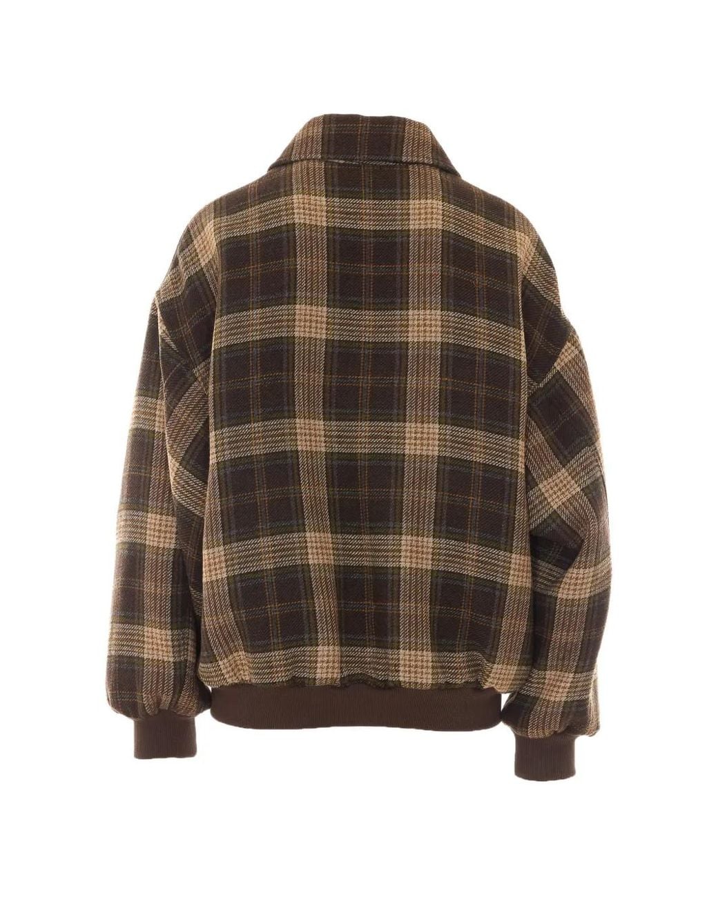 RUE DU BAC Brown Check-Pattern Bomber Jacket