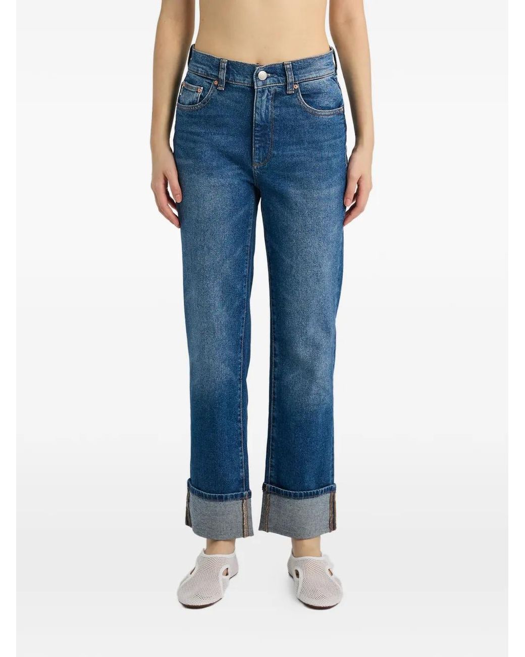 DL1961 Blue Cuffed High-Rise Jeans