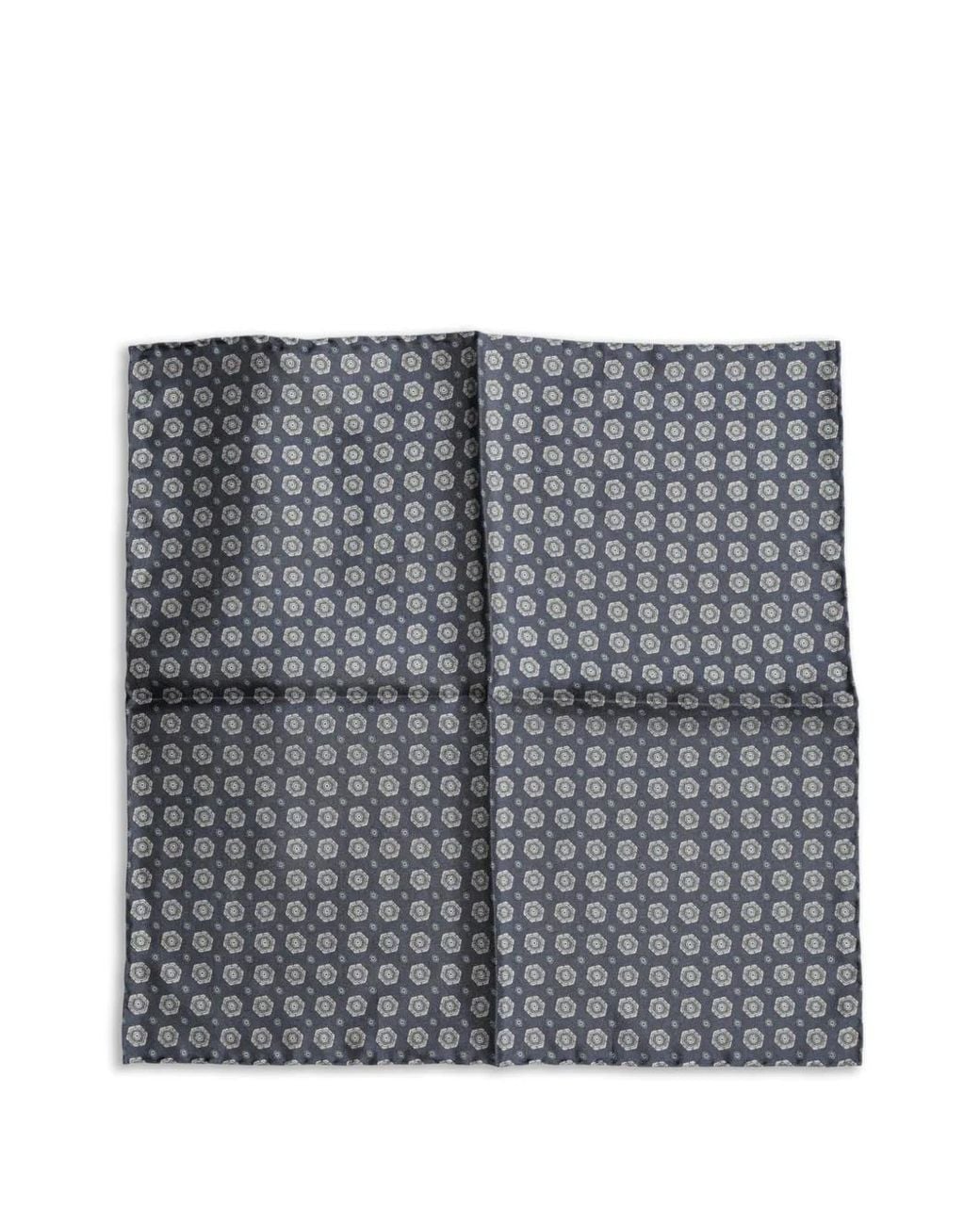 Dolce & Gabbana Gray Geometric-Print Silk Handkerchief for men
