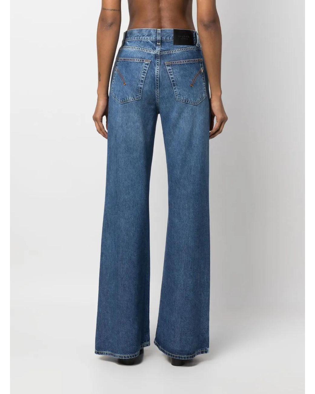 Dondup Blue Amber Low-Rise Wide-Leg Jeans