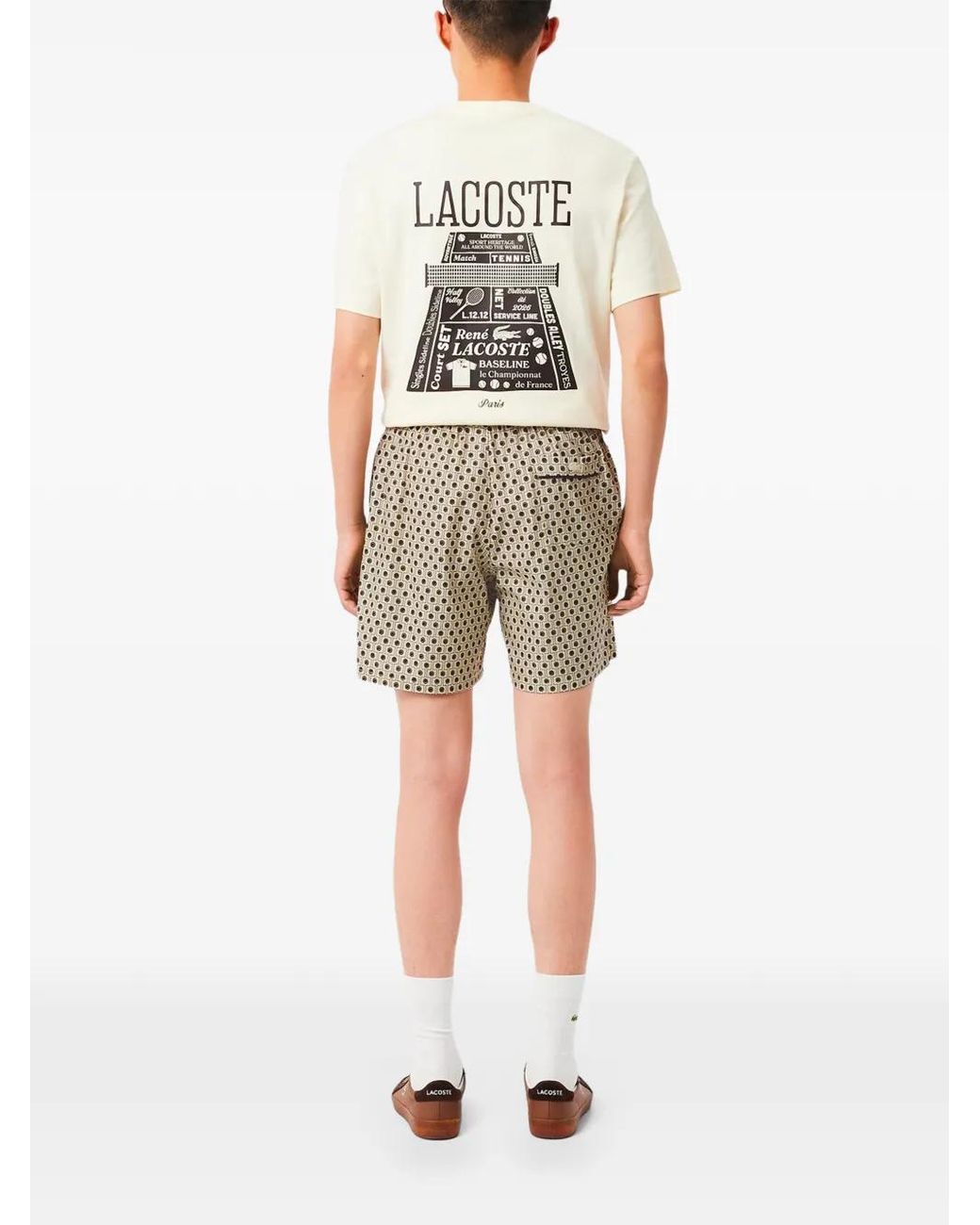 Lacoste White Geometric-Print Shorts for men