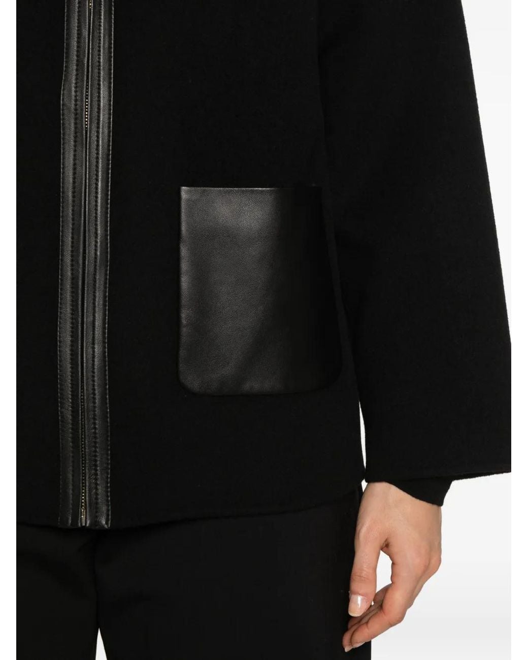 Max Mara Black Comica Hooded Wool Coat