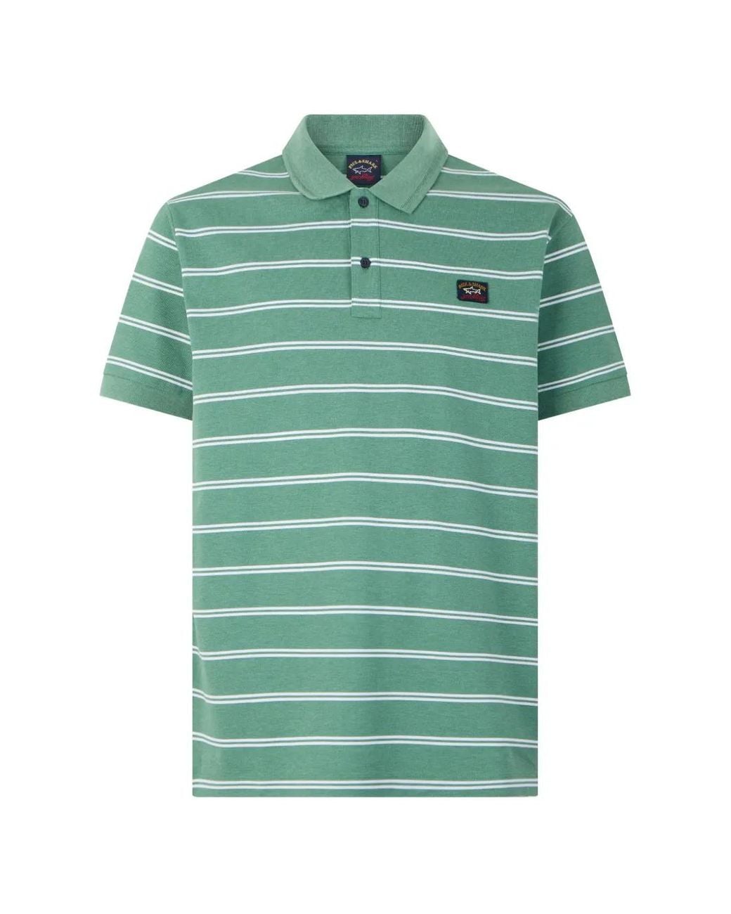 Paul & Shark Green Striped Cotton Polo Shirt for men