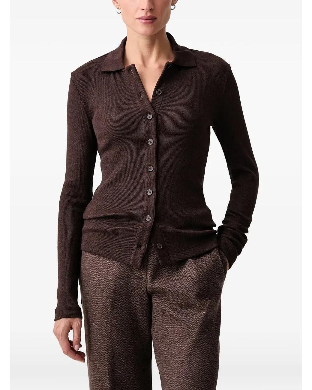 Marc O' Polo Black Slim-Fit Ribbed-Knit Shirt