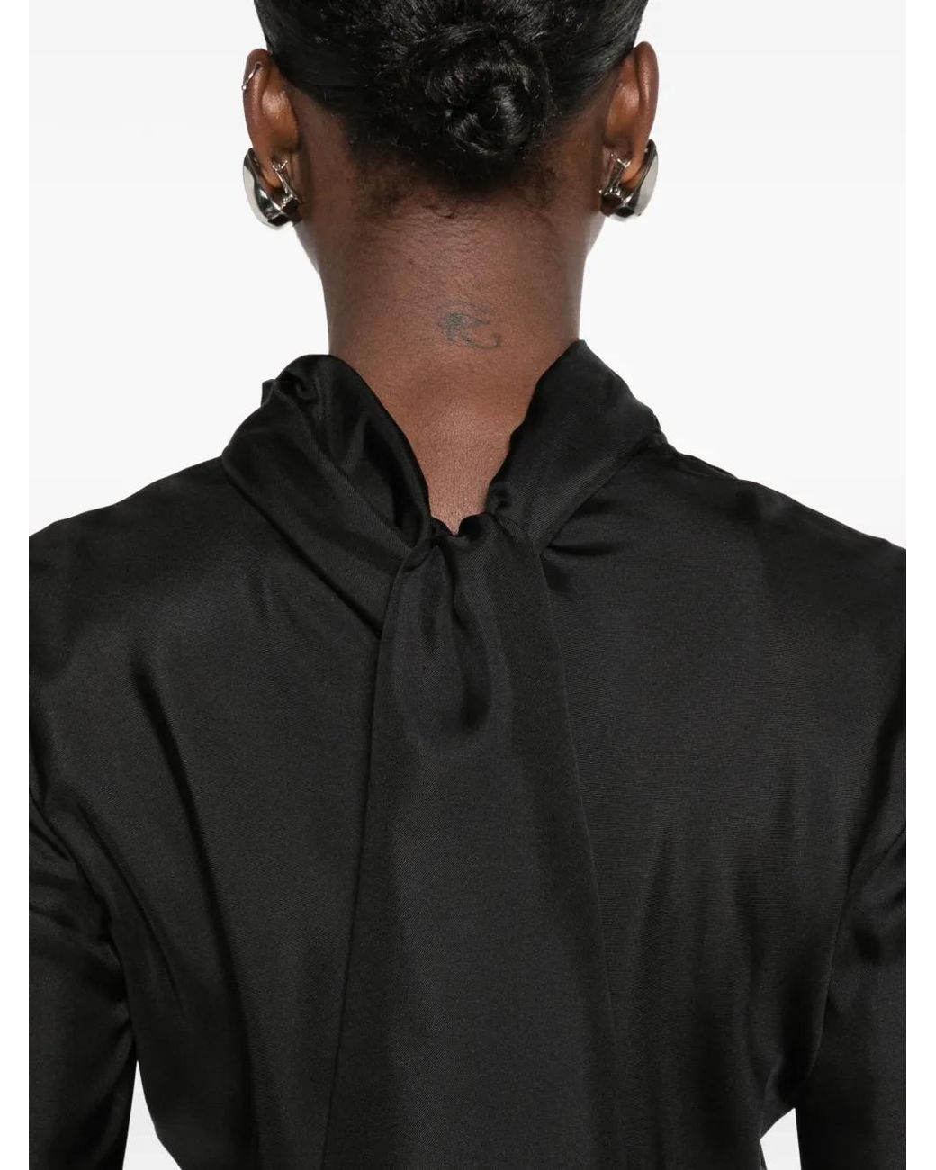 Rohe Black Foulard-Detail Long-Sleeve Blouse