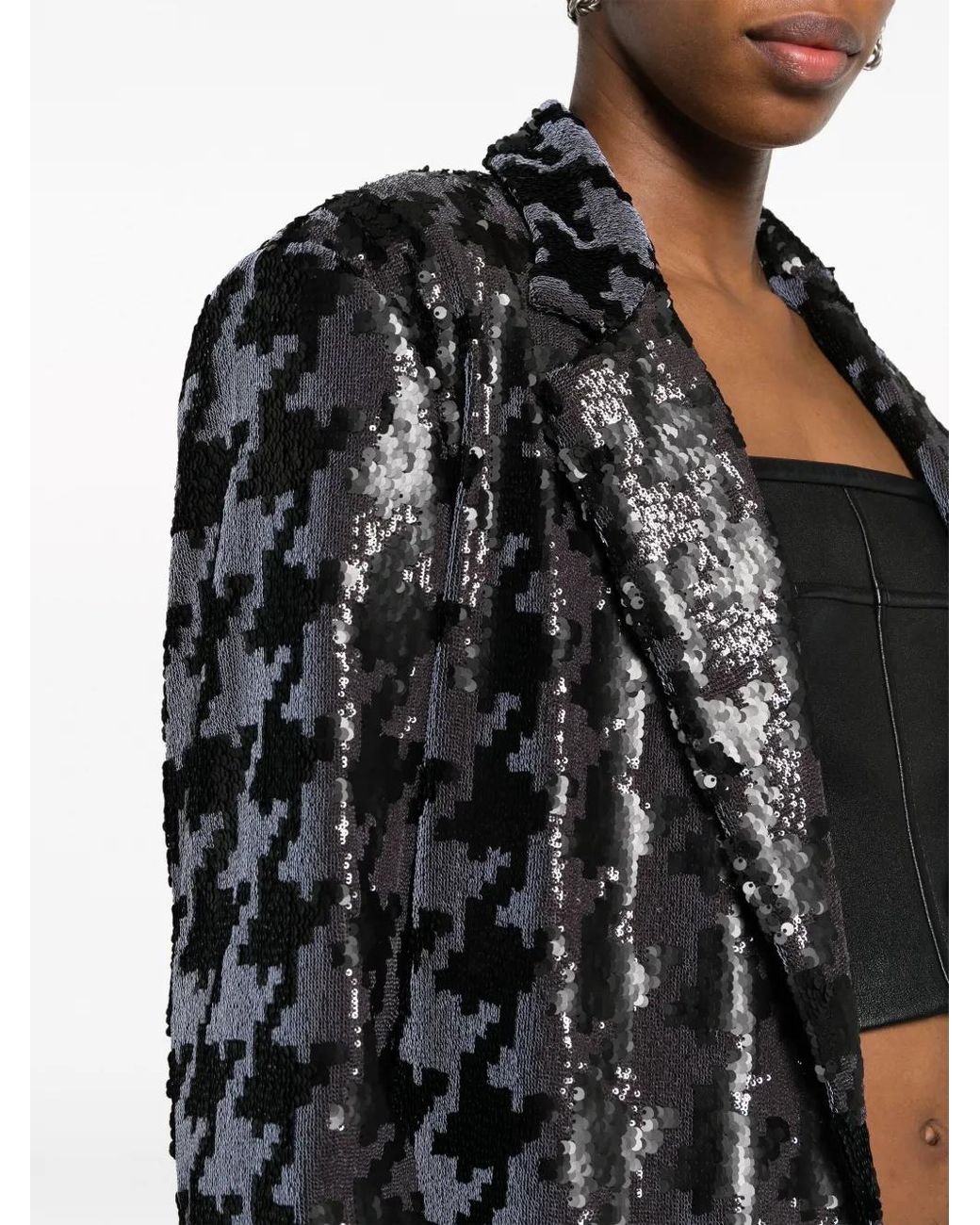 Iceberg Black Dogtooth-Print Sequinned Blazer