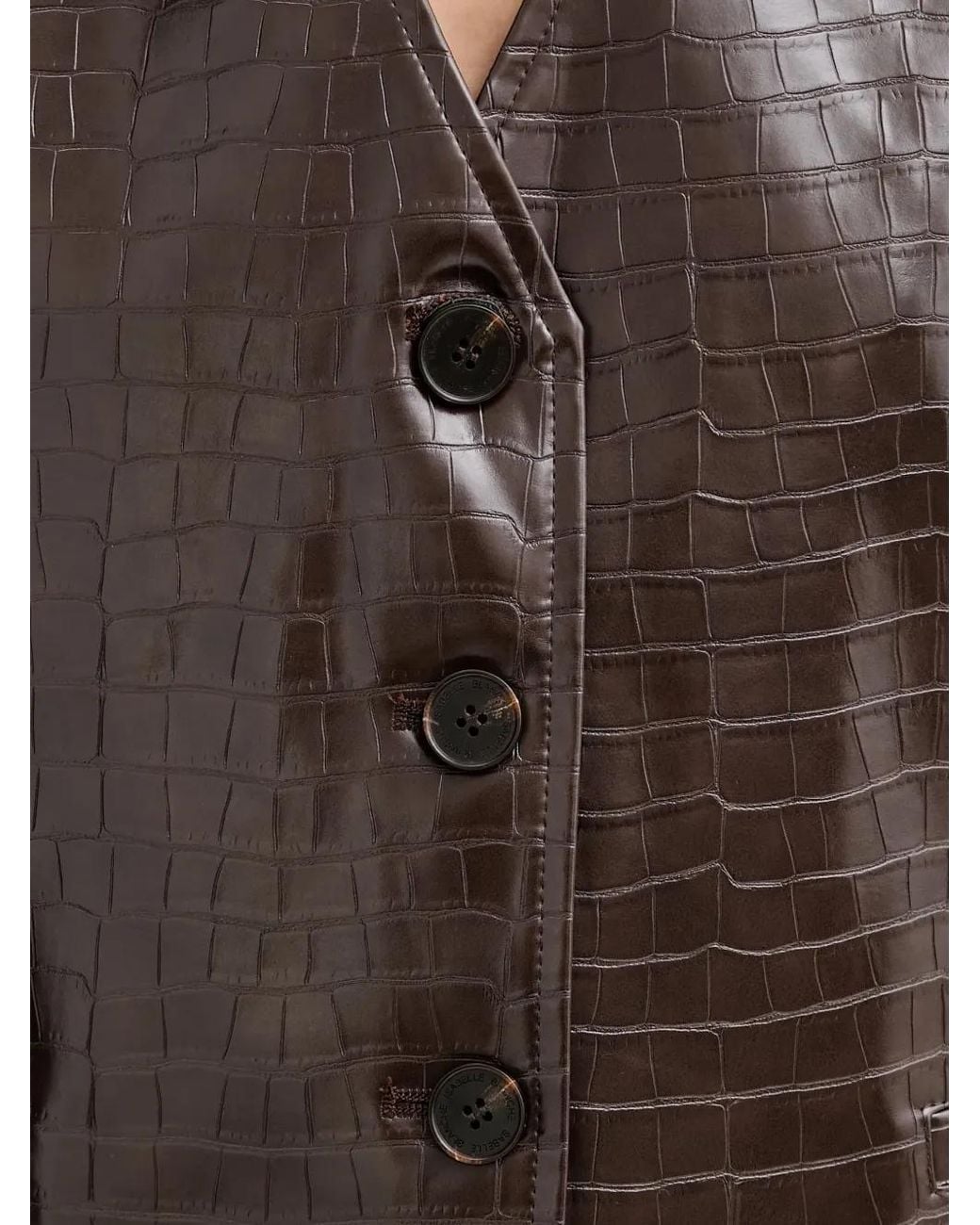 Isabelle Blanche Brown Button-Up Crocodile-Effect Waistcoat