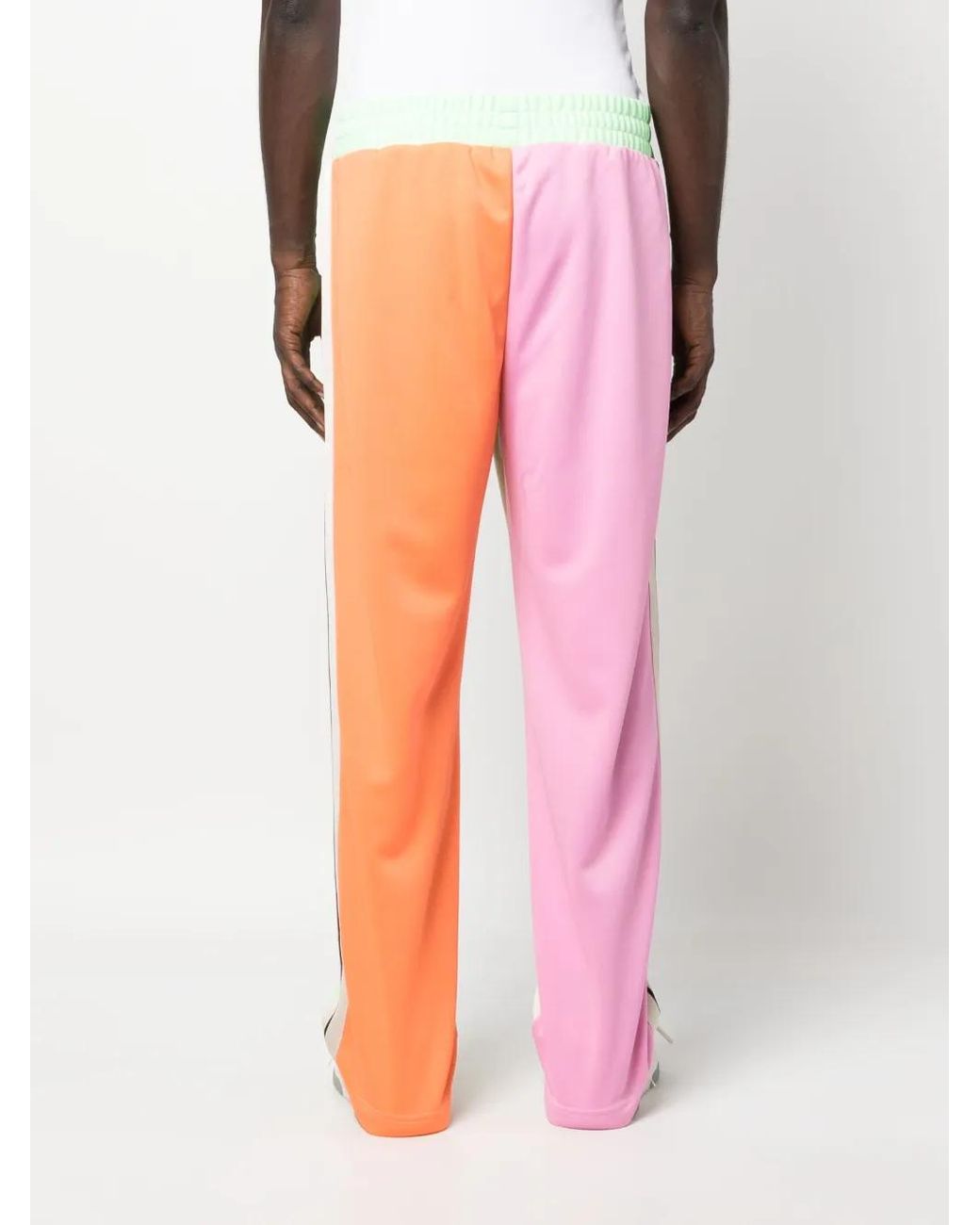 Palm Angels Green Logo-Print Colourblock Track Pants