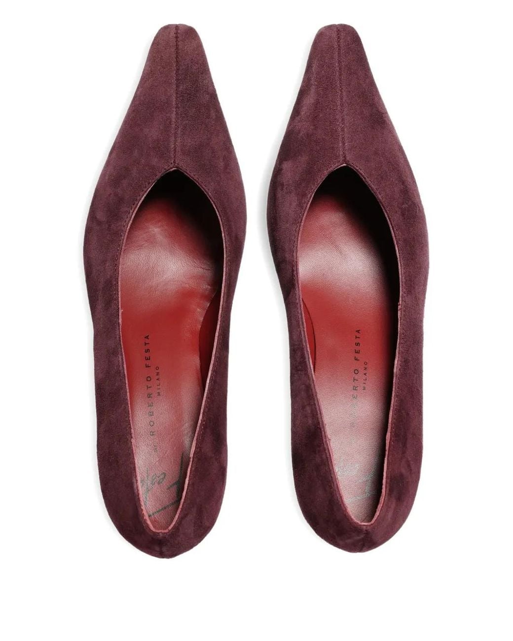 Roberto Festa Purple Wara Squared Suede Pumps