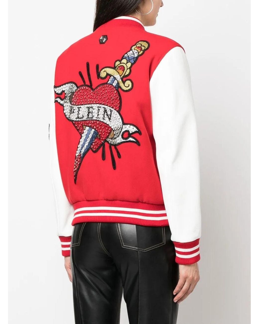 Philipp Plein Red Love Angel Bomber Jacket