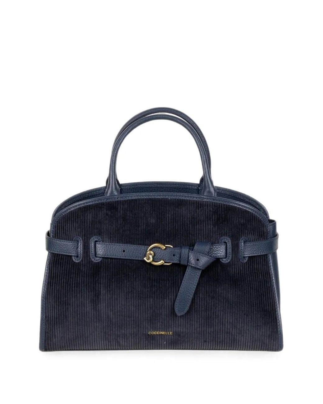 Coccinelle Blue Sabine Corduroy-Effect Leather Tote Bag