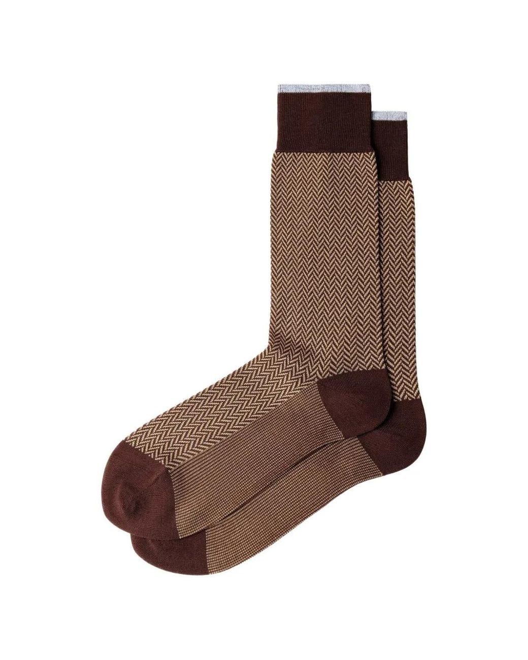 Hackett Brown Herringbone Socks for men