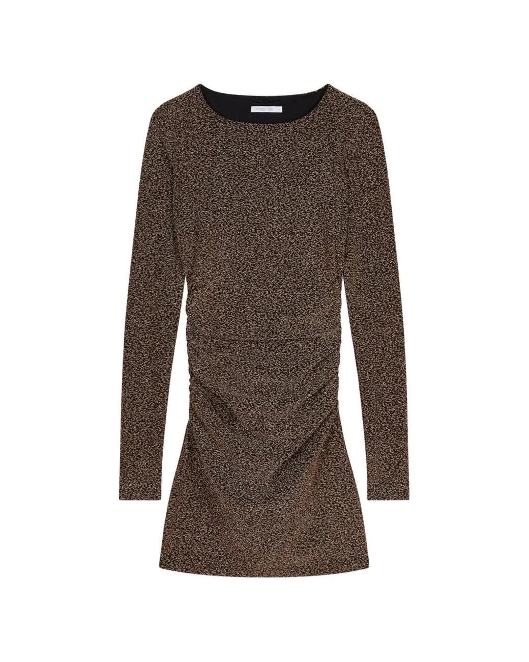 Patrizia Pepe Brown Ruched Metallic-Effect Mini Dress