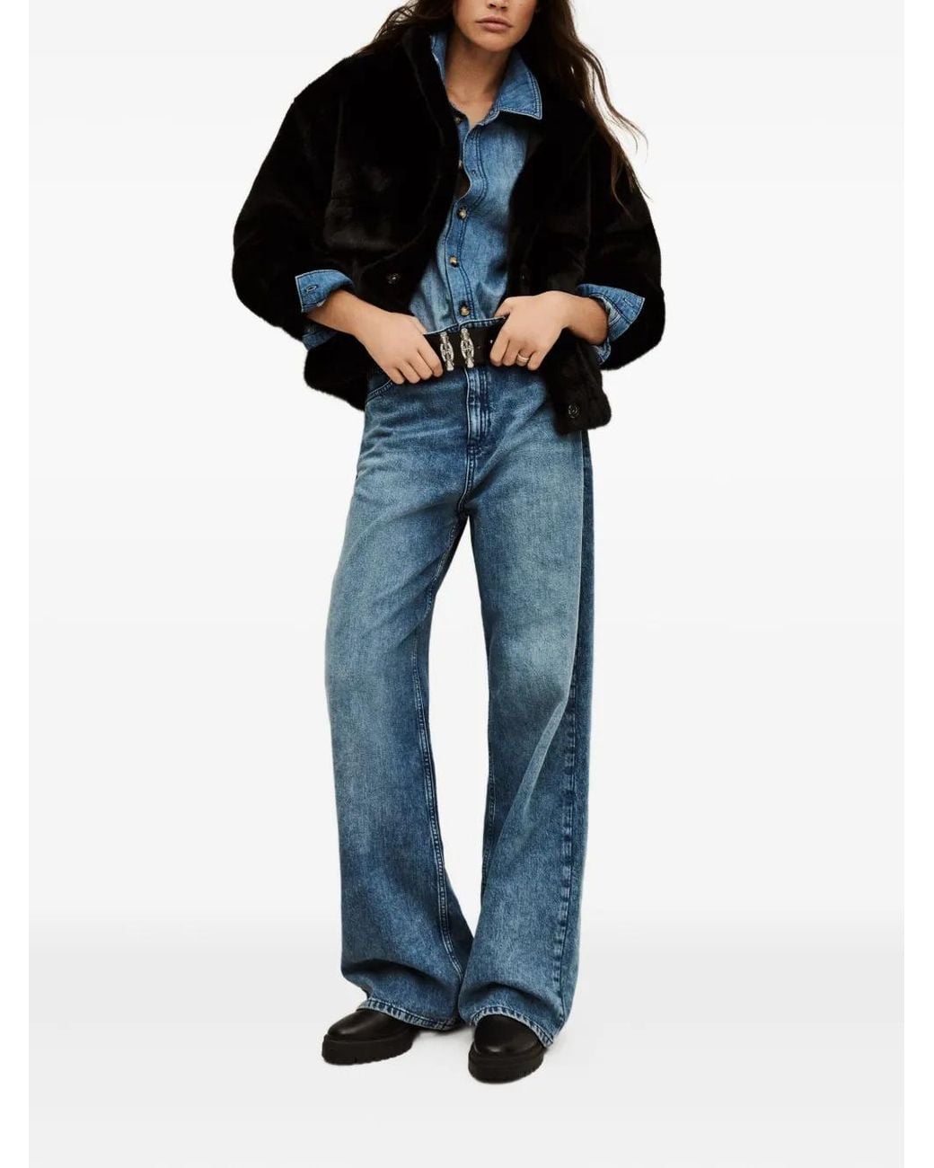 Ba&sh Black Paros Pockets Buttoned Coat