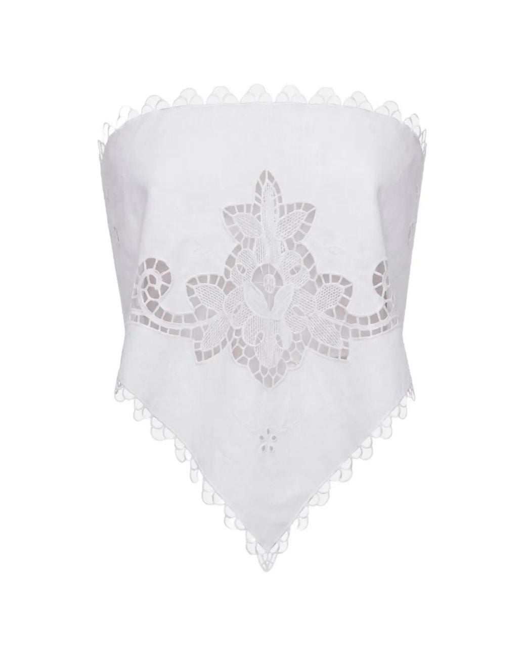 Monse White Lace-Trimmed Cut-Out Bandana Top