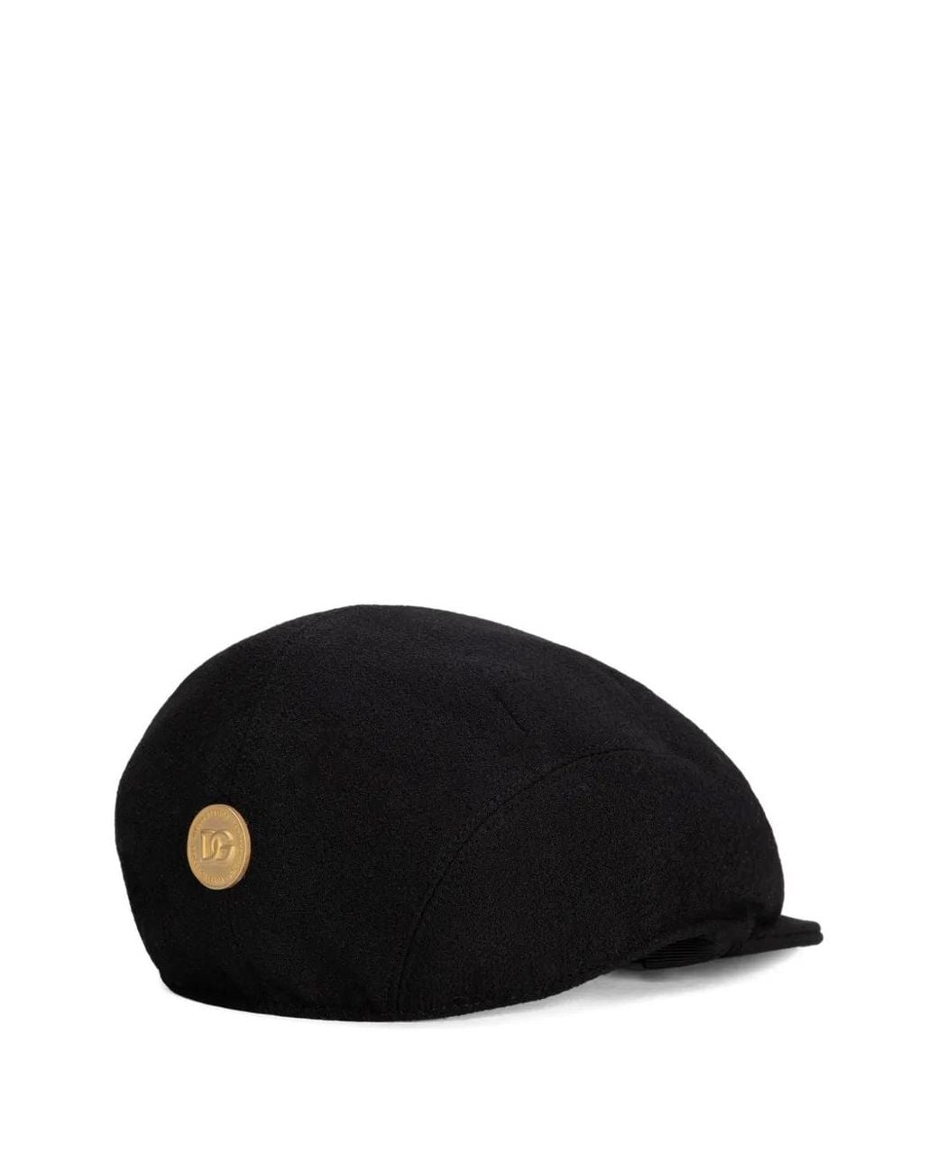 Dolce & Gabbana Black Wool Crepe Cap With Dg Coin