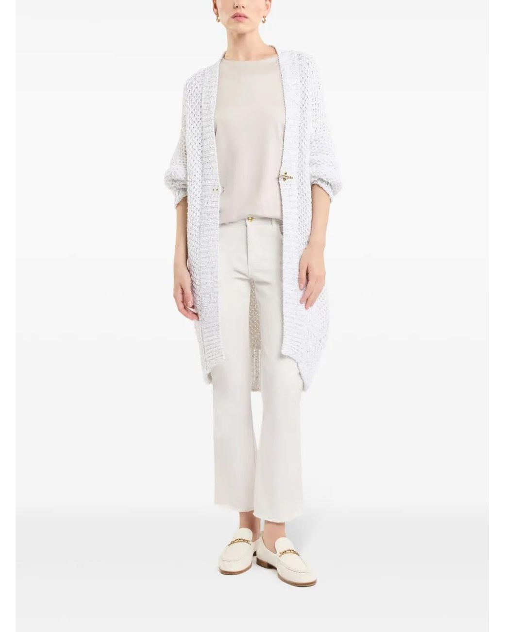 Fay White Cropped Jeans