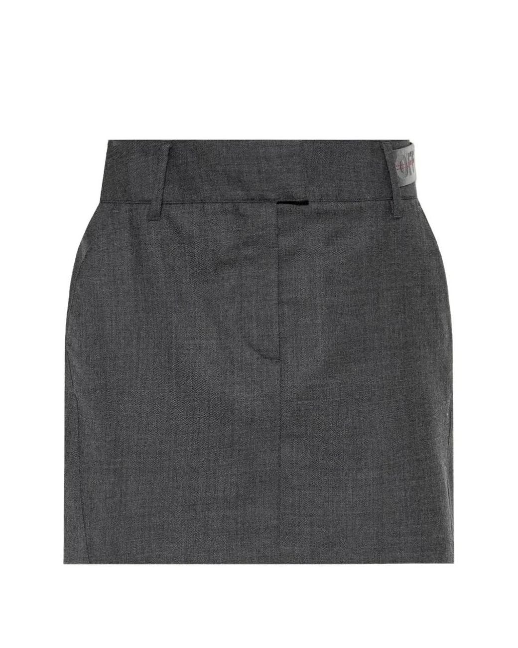 Off-White c/o Virgil Abloh Gray Light Wool Mini Skirt