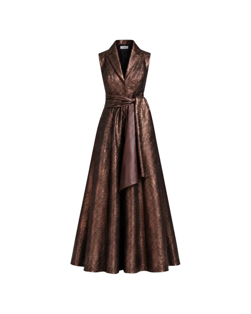 Baruni Brown Victoria Jacquard-Weave Sleeveless Maxi Dress