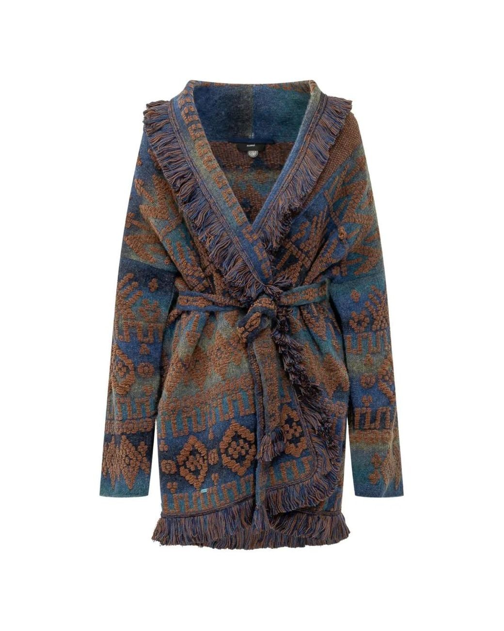 Alanui Blue Western Beat Fringed Cardi-Coat