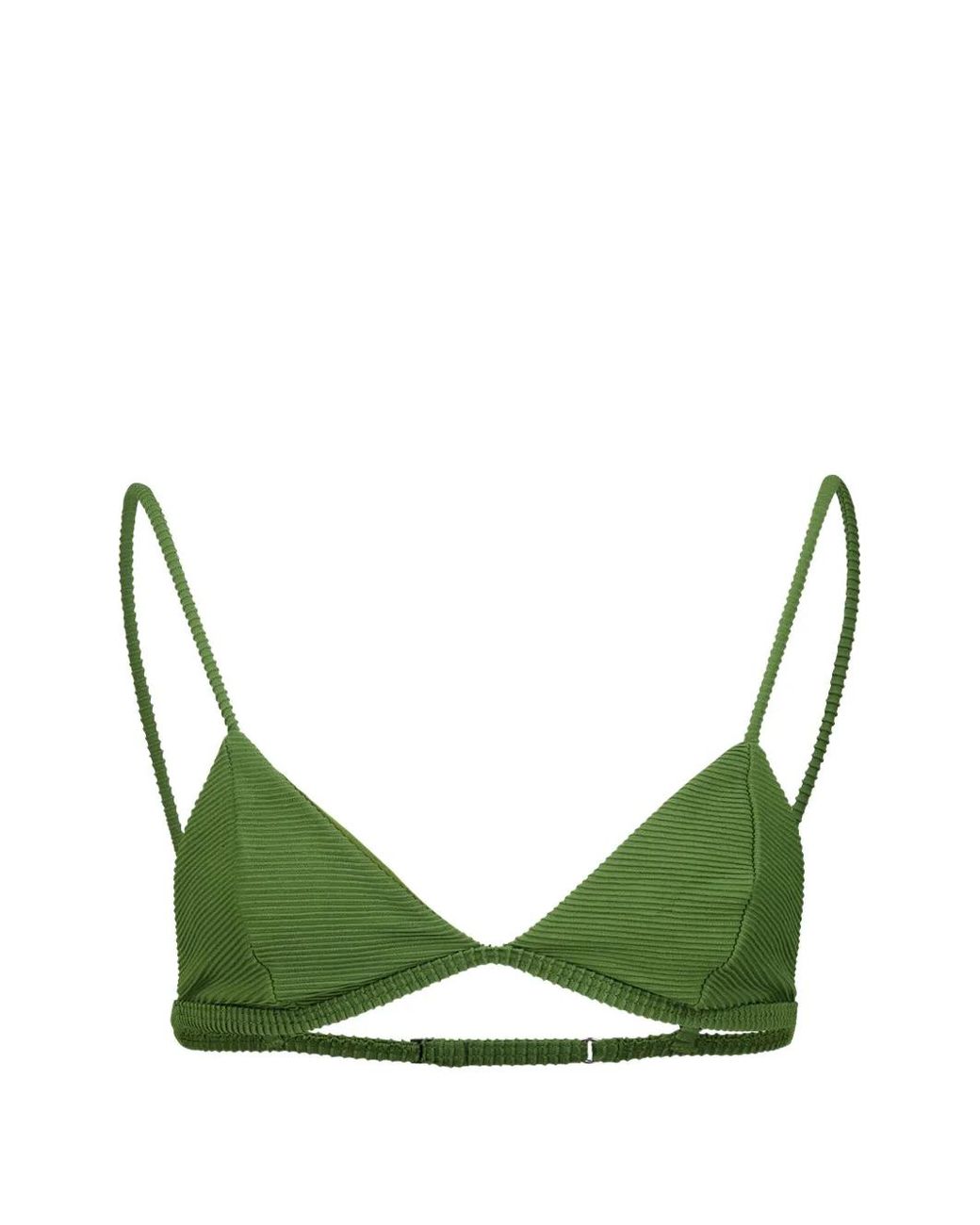 Haight Green Lari Ribbed-Knit Triangle Bikini Top
