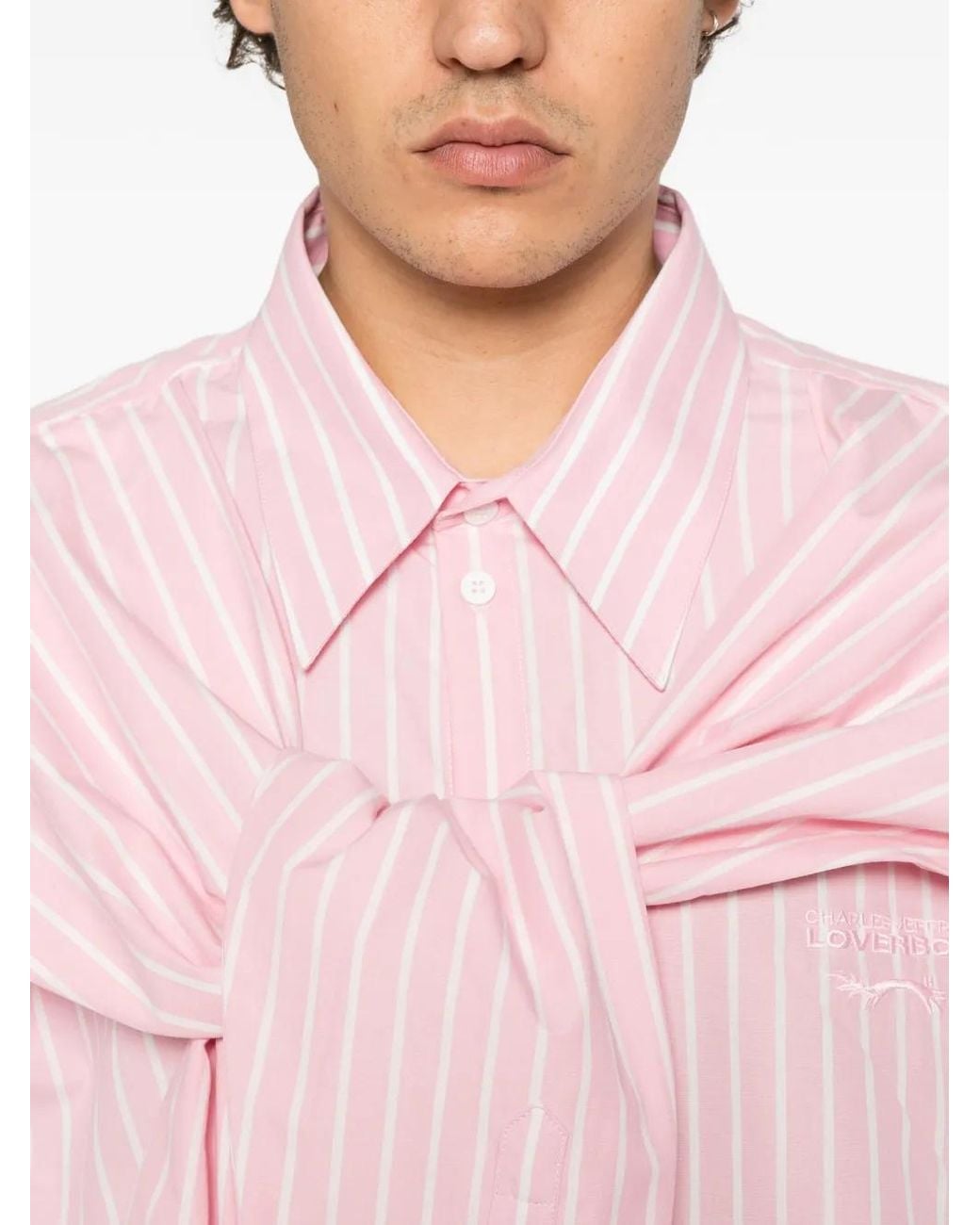 Charles Jeffrey Pink Stripe-Print Trompe-L'Oeil Shirt for men