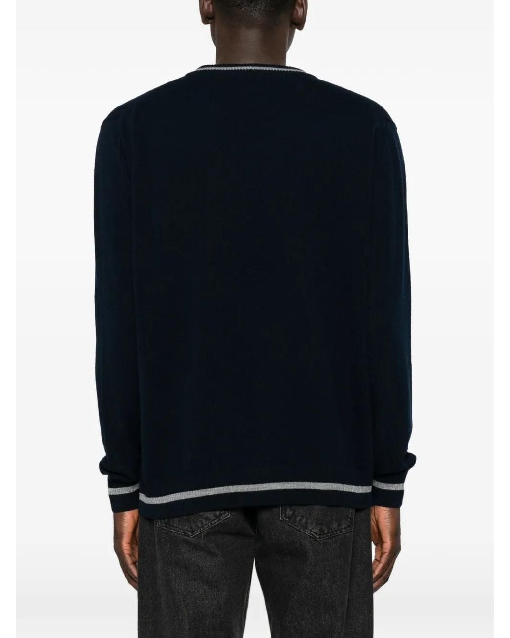 Iceberg Black Logo-Intarsia Tipped Sweater for men