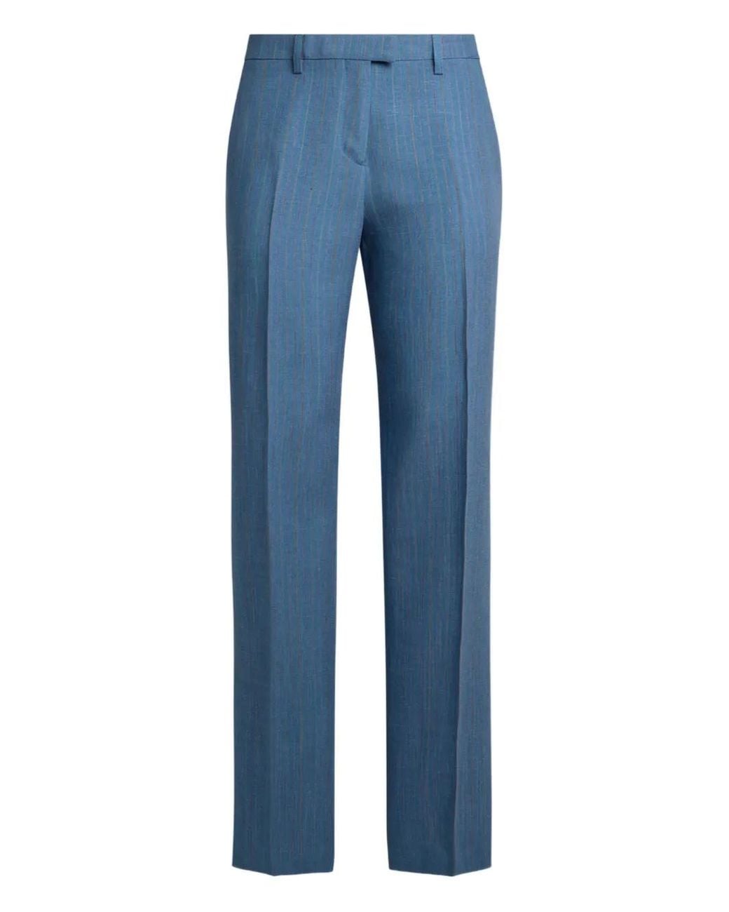 Etro Blue Striped Straight Leg Trousers