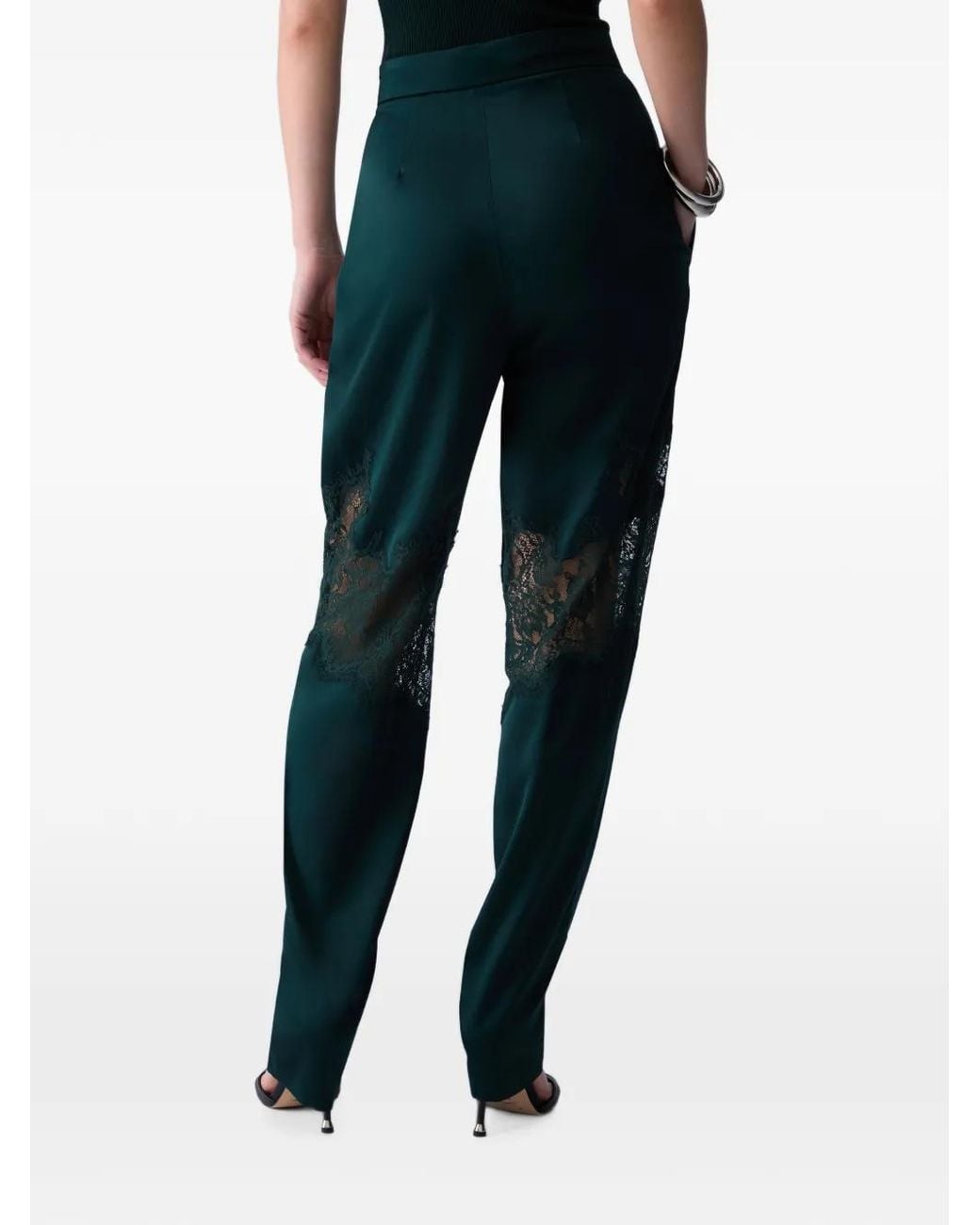 Liu Jo Green Satin Trousers With Lace Details