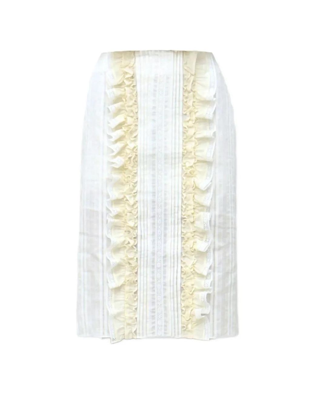 EPINGLER White Ruffled High-Waisted Midi Skirt