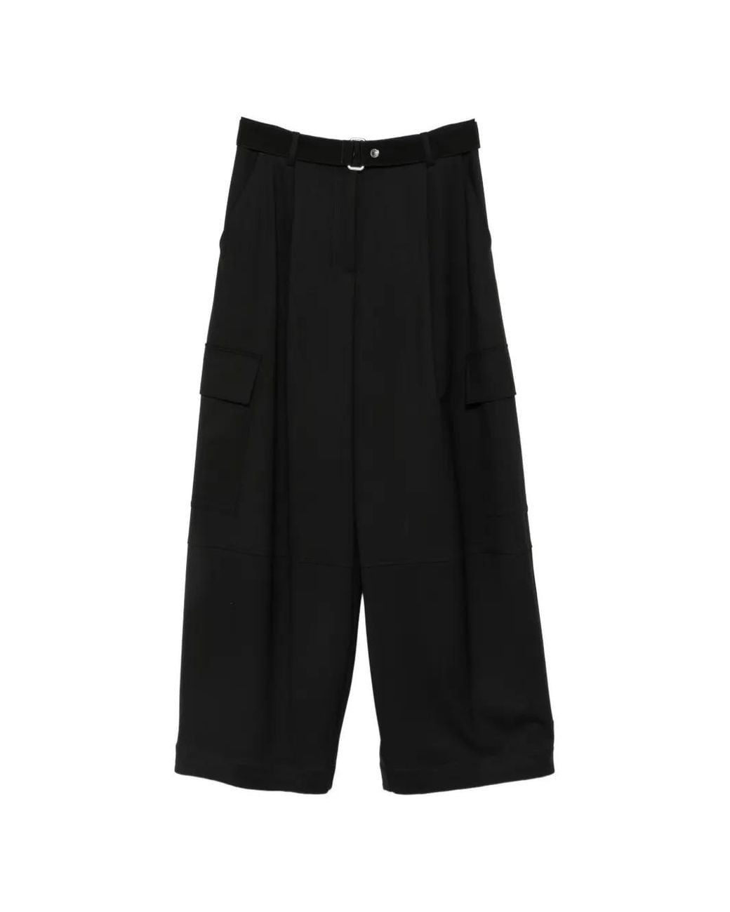 P.A.R.O.S.H. Black Pantalon Ample À Taille Ceinturée