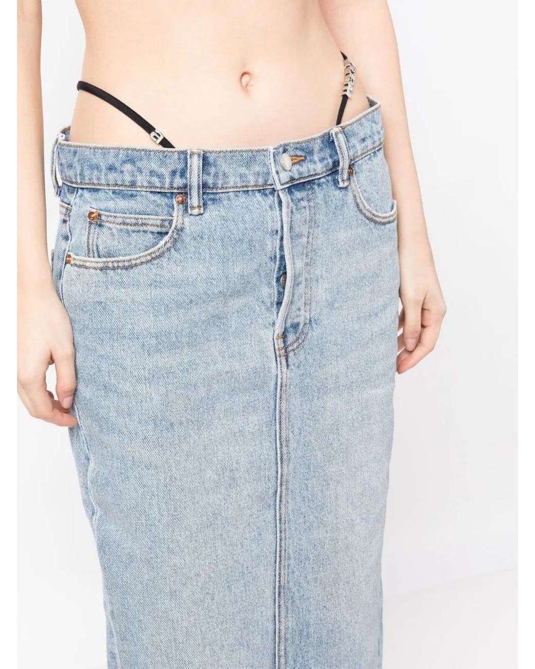 Alexander Wang Blue Thong-strap Denim Skirt - Women's - Cotton