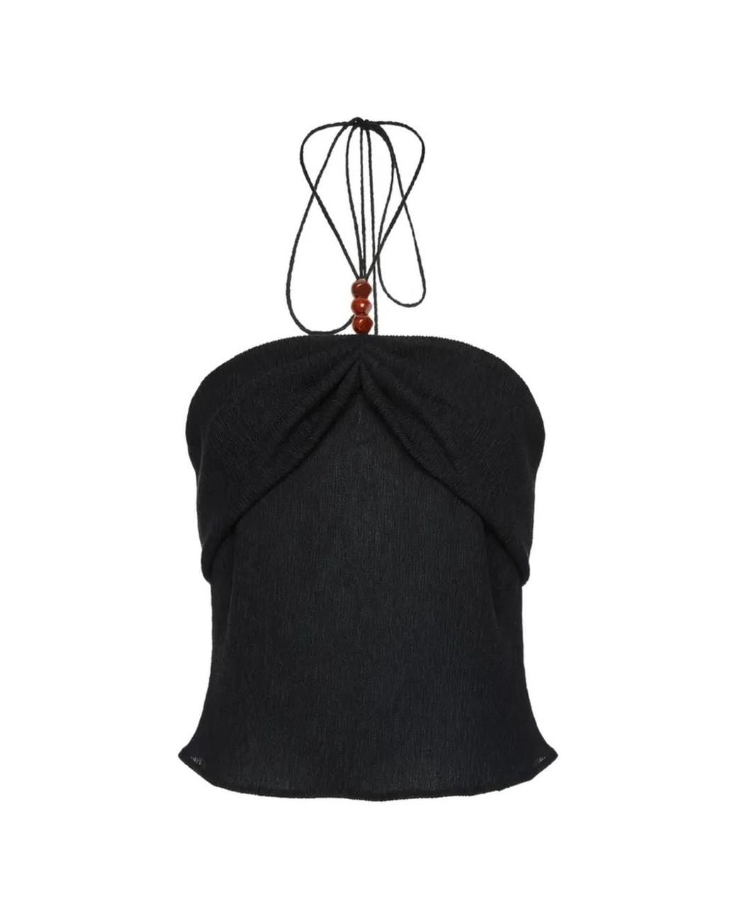 Magda Butrym Black Beaded Halterneck Top