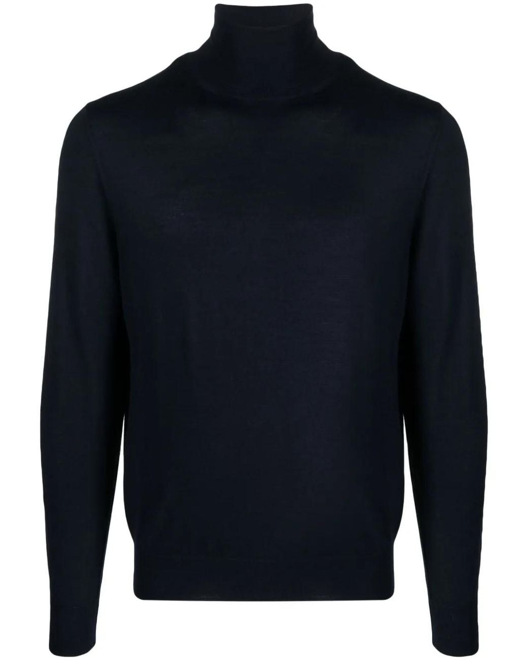 Canali Blue Fine-Knit Roll-Neck Jumper for men