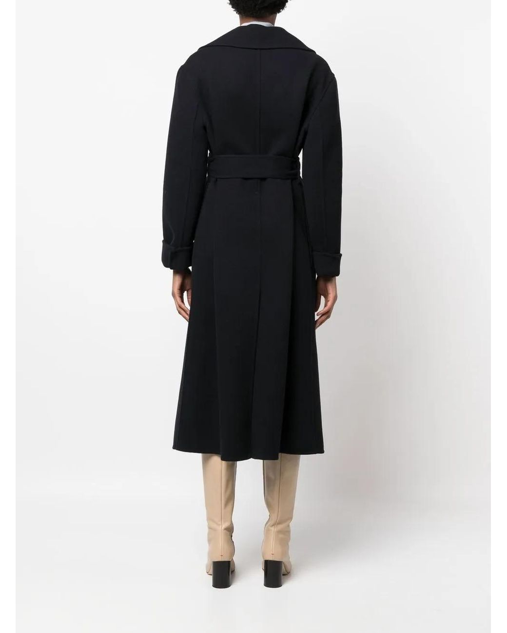 Jil Sander Black Long-Sleeve Belted Wool Coat