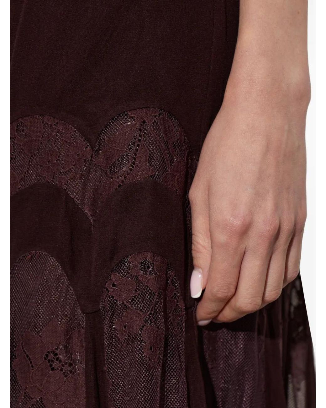 Zimmermann Purple Lace-Insert Silk Maxi Skirt