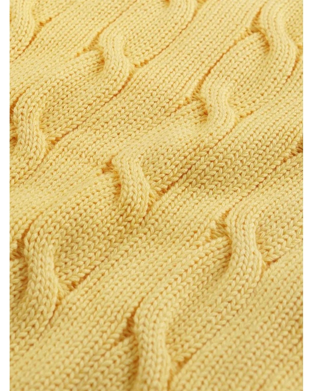 Sporty & Rich Yellow Logo-Embroidered Cable-Knit Jumper