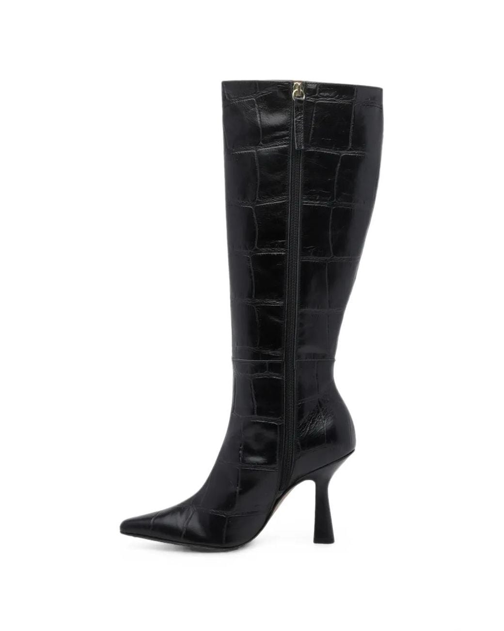 Angel Alarcon Black Croc-Effect Knee-High Boots