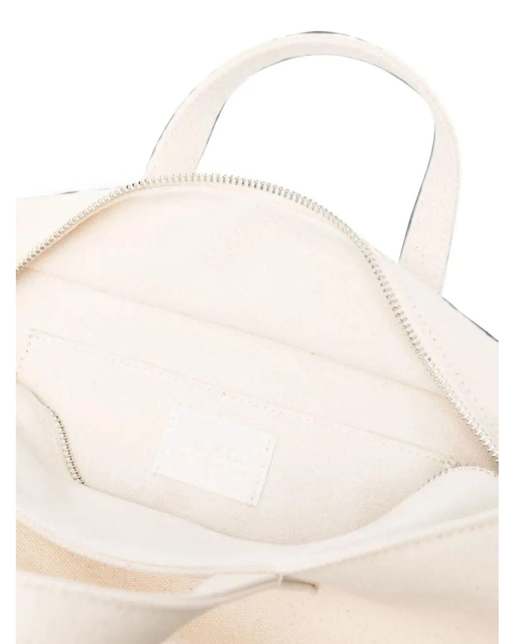 A.P.C. White Small Le Drummer Logo-Print Tote Bag